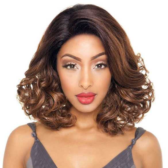 Brown Sugar lace pruik bob model mix met echt haar BS606