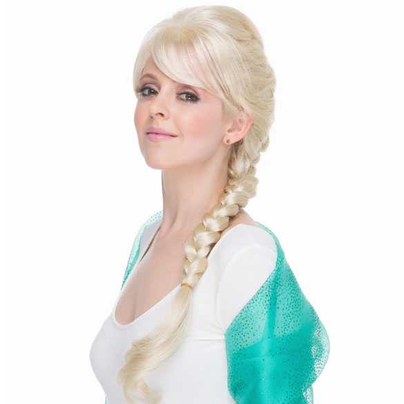 Luxe Frozen Disney pruik Elsa Ice-Queen met vlecht