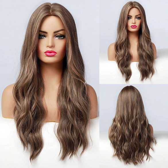Pruik lang golvend haar zonder pony model 020