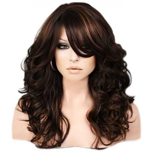 Pruik lang haar bruin met krullen model BLISS kleur FS4/27