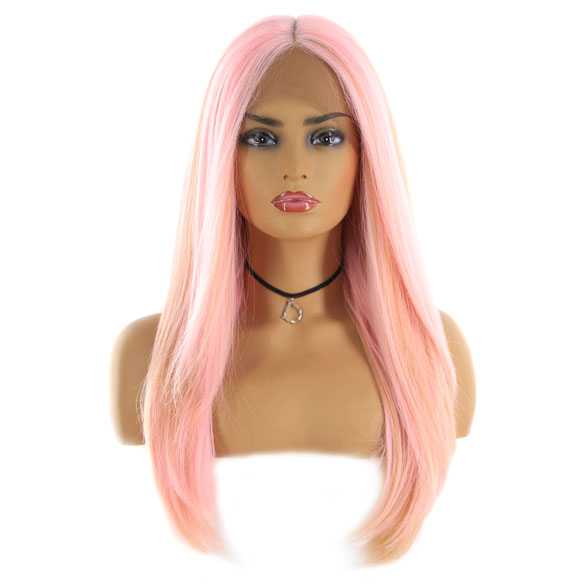 Swiss lace pruik lang haar zonder pony model Nicki kleur Rosegold