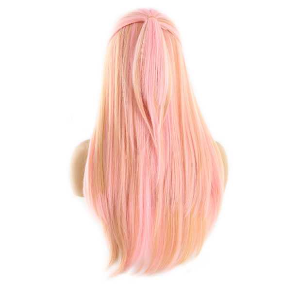 Swiss lace pruik lang haar zonder pony model Nicki kleur Rosegold