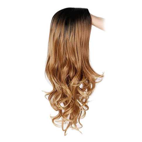 Pruik ombre goudblond lang haar met donkere roots