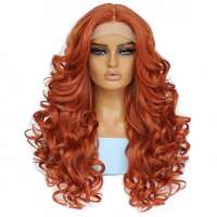 Luxe lace front pruik lang krullend haar koperrood