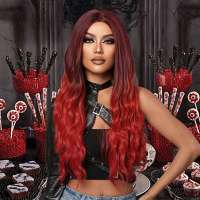 Halloween pruik lang haar in helder roodmix kleur zonder pony (met video)