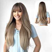 Pruik met lang blond steil haar in laagjes model 336