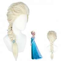 Luxe Frozen Disney pruik Elsa Ice-Queen met vlecht en glitterspeldjes