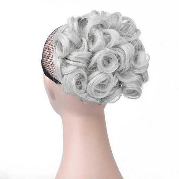 Chignon elastisch haarstukje / vlinderkam kleur zilver witgrijs
