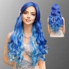 Luxe duo-color pruik blauw lang krullend haar