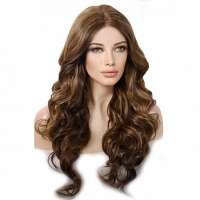 Swiss lace pruik lang krullend haar model Saga kleur FS8-27-613