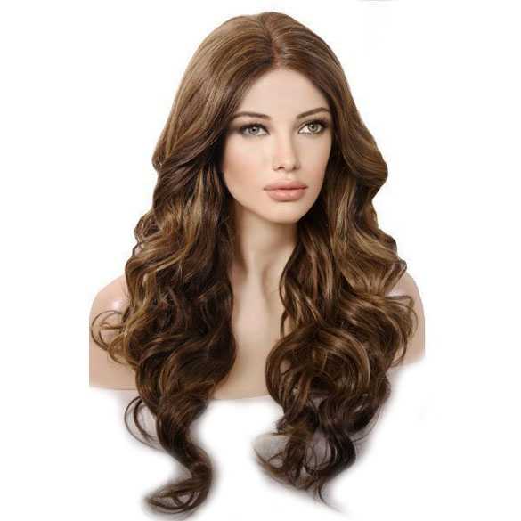 Swiss lace pruik lang krullend haar model Saga kleur FS8-27-613