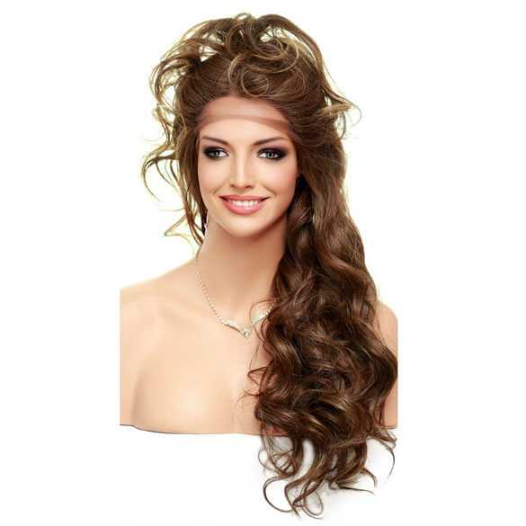 Swiss lace pruik lang krullend haar model Saga kleur FS8-27-613