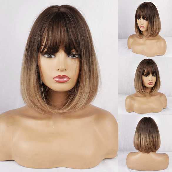 Pruik bob model met steil haar model 148