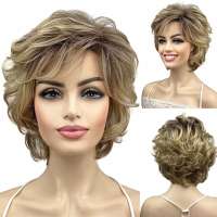 Pruik kort vlot haar in laagjes met pony model 1766