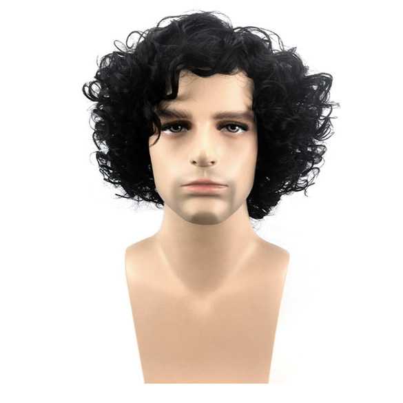 Pruik zwart krullend haar model Jon Snow