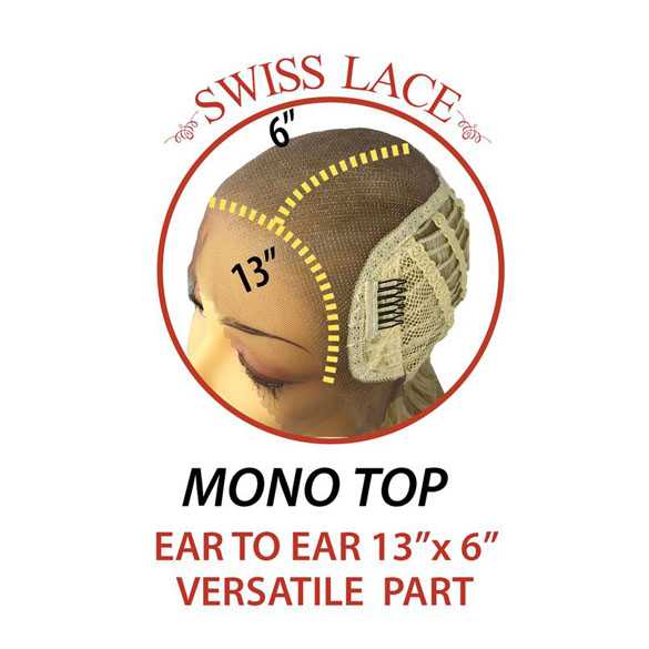 Pruik Aubrey donkerbruin haar monofilament top swiss lace front