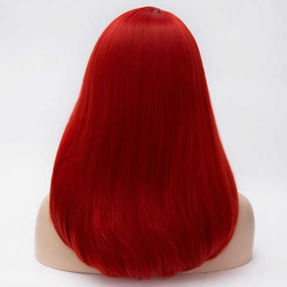 Luxe carnaval pruik rood lang steil haar