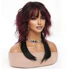 Trendy wavy pruik medium aubergine met langere onderlaag