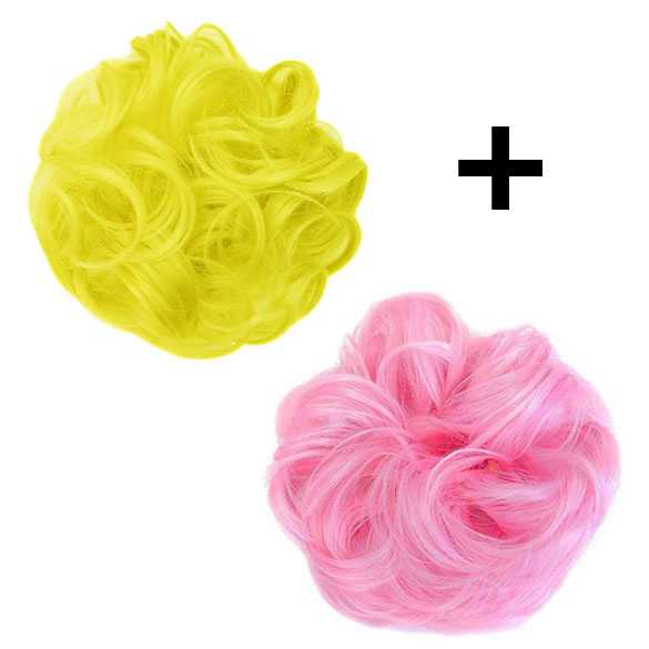 2x Scrunchie : 1x zoetroze + 1x kanariegeel