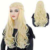 Luxe Game of Thrones / Elsa pruik blond lang haar met vlechten