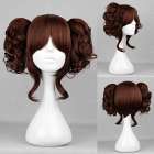 Carnaval pruik met 2 staartjes op klem kastanje bruin