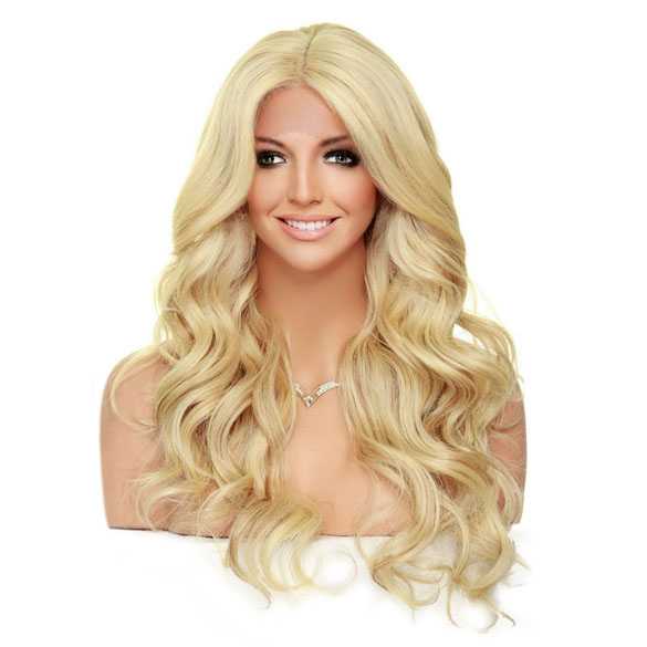 Swiss lace pruik lang haar met slagen model Saga kleur FS613-27