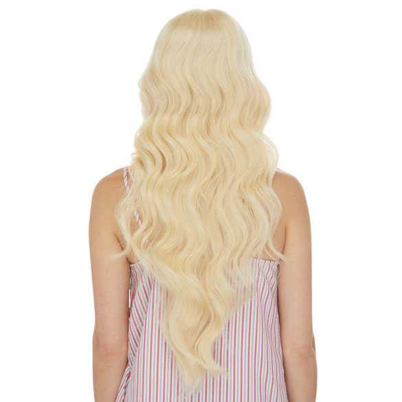 Lace pruik mix met echt haar superlang met slagen model Bridget