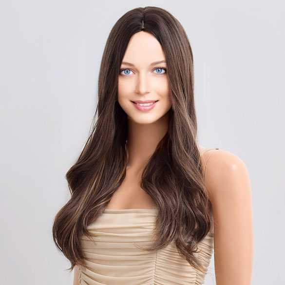 Pruik lang haar met krullen in lagen zonder pony model 35-1