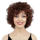 Moderne pruik kort krullend haar roodbruin kleur 33T30