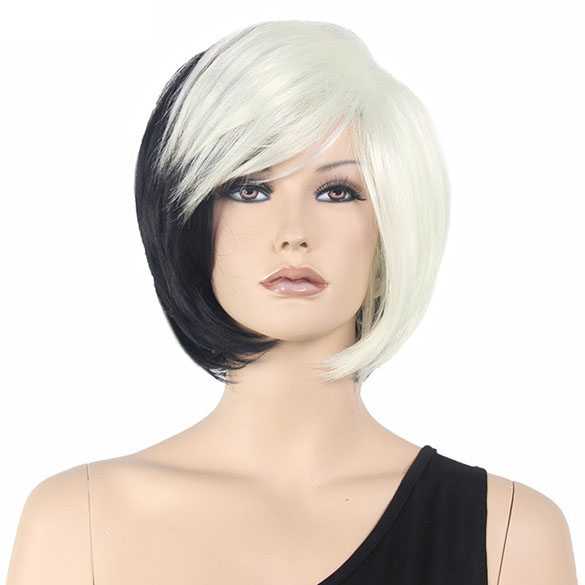 Disney karakter Cruella pruik kort zwart wit