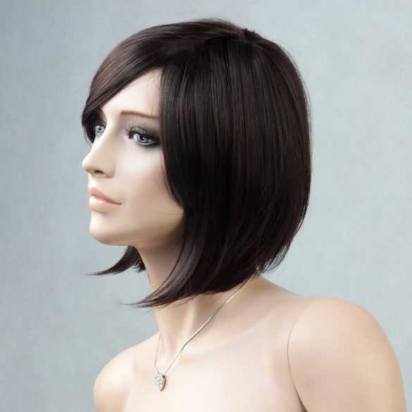 Luxe pruik donker roodbruin bob model