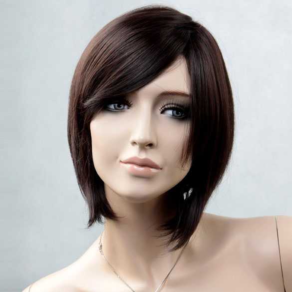 Luxe pruik donker roodbruin bob model