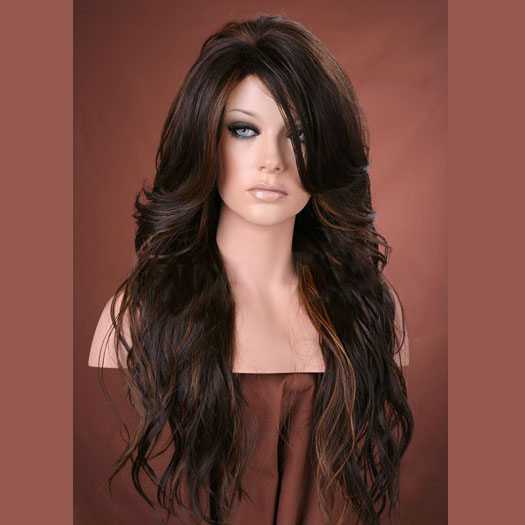 Pruik bruinmix lang haar model Cala kleur FS6/27