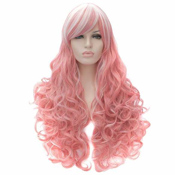 roze pruik krullen