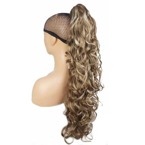 Paardenstaart lang haar met krullen op klem kleur H16-613