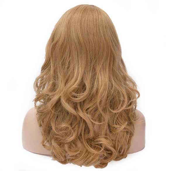 AANBIEDING : Pruik lang haar met krullen honingblond