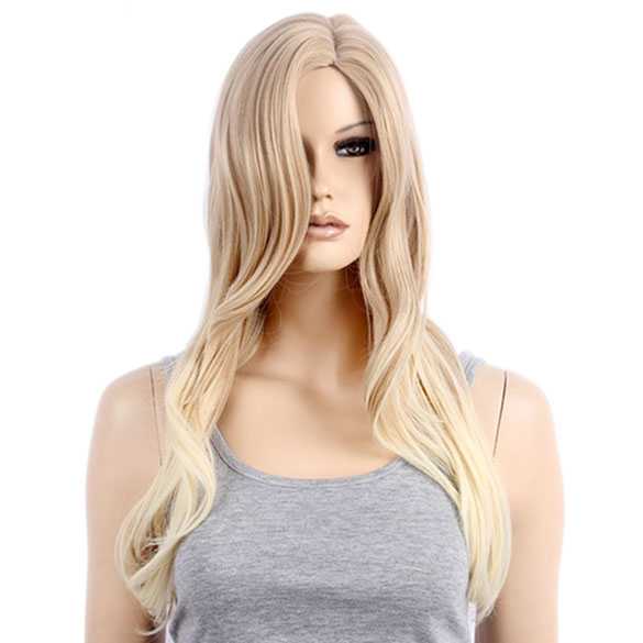 Luxe en sexy pruik lang sluik blond haar zonder pony