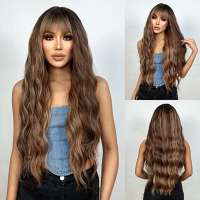 Pruik lang haar caramelmix met wave slagen Kenza