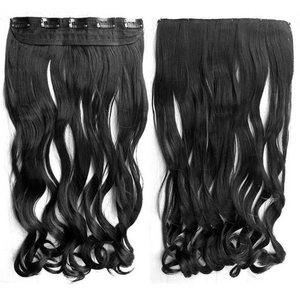 SALE : Clip-in haarstuk zwart met slagen kleur 1b