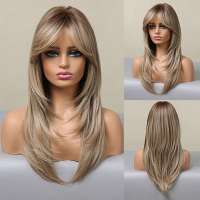 Pruik lang steil haar in laagjes haar model 057