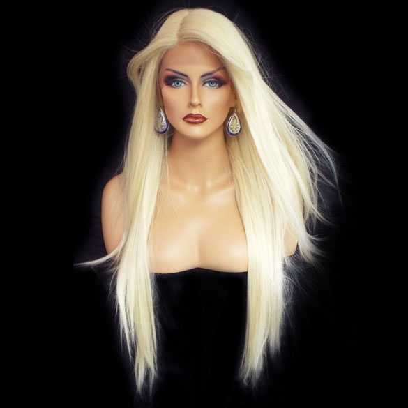 Lace pruik superlang blond steil haar zonder pony model Yumi