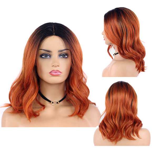 Pruik met halflang haar met grove slagen model 7738 Honeyginger
