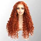 Swiss lace front pruik lang koperrood haar met spiraalkrullen Winona
