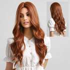 Pruik met lang golvend haar ginger roodbruin