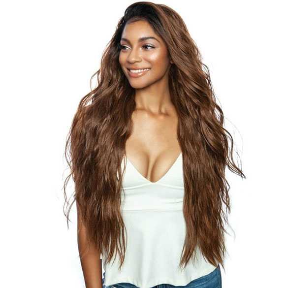 Brown Sugar swiss lace pruik mix met echt haar model Bryce