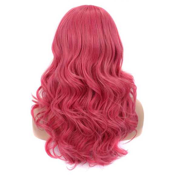 Luxe carnaval pruik lang haar met krullen Princess Pink