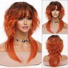 Trendy oranje wavy pruik met langere onderlaag