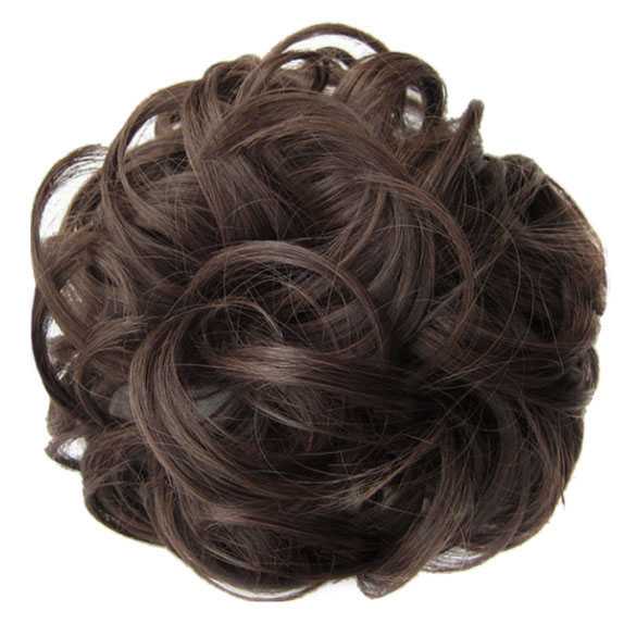 Haar scrunchie met elastiek medium kastanjebruin kleur 4-30