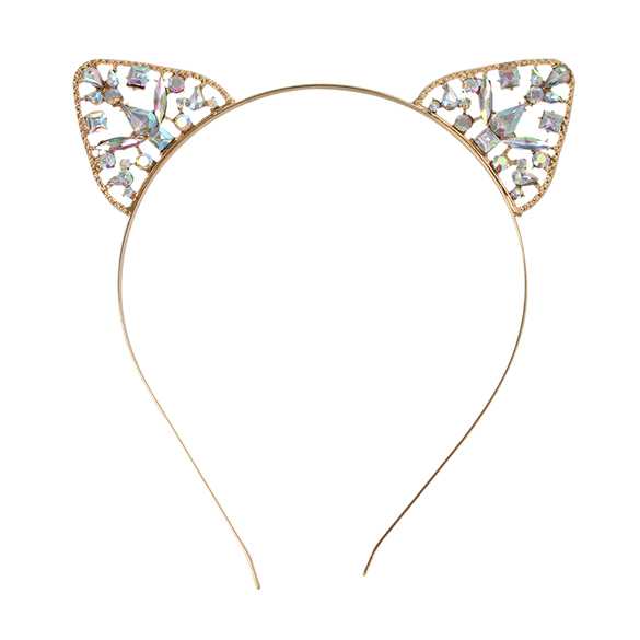 Koel zwavel nietig Luxe metalen diadeem katten oortjes met glinster steentjes - Mooie pruiken  bij PruikenPlaza