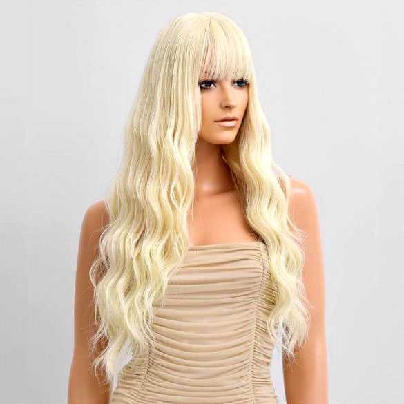 Pruik lang lichtblond haar met grove losse slagen model 22-7